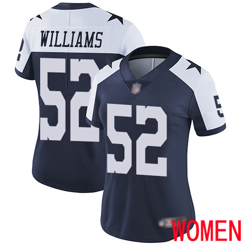 Women Dallas Cowboys Limited Navy Blue Connor Williams Alternate #52 Vapor Untouchable Throwback NFL Jersey